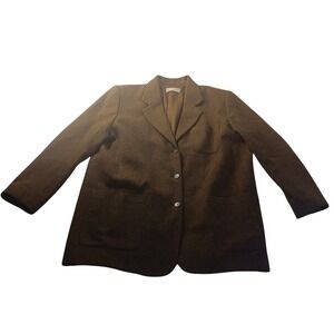 Liz Claiborne Elisabeth Womens Wool Mohair Blazer Size 16 VTG Brown 90s Layering